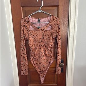 Women's Long Sleeve Bodysuit - Rust Pattern NWT